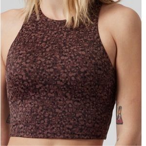 ATHLETA Conscious Brown Leopard-Print High-Neck Bikini Top A-C